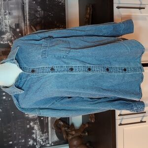 Too Cute,Betty Boop Women's Denim Button Down Shirt,Size L.